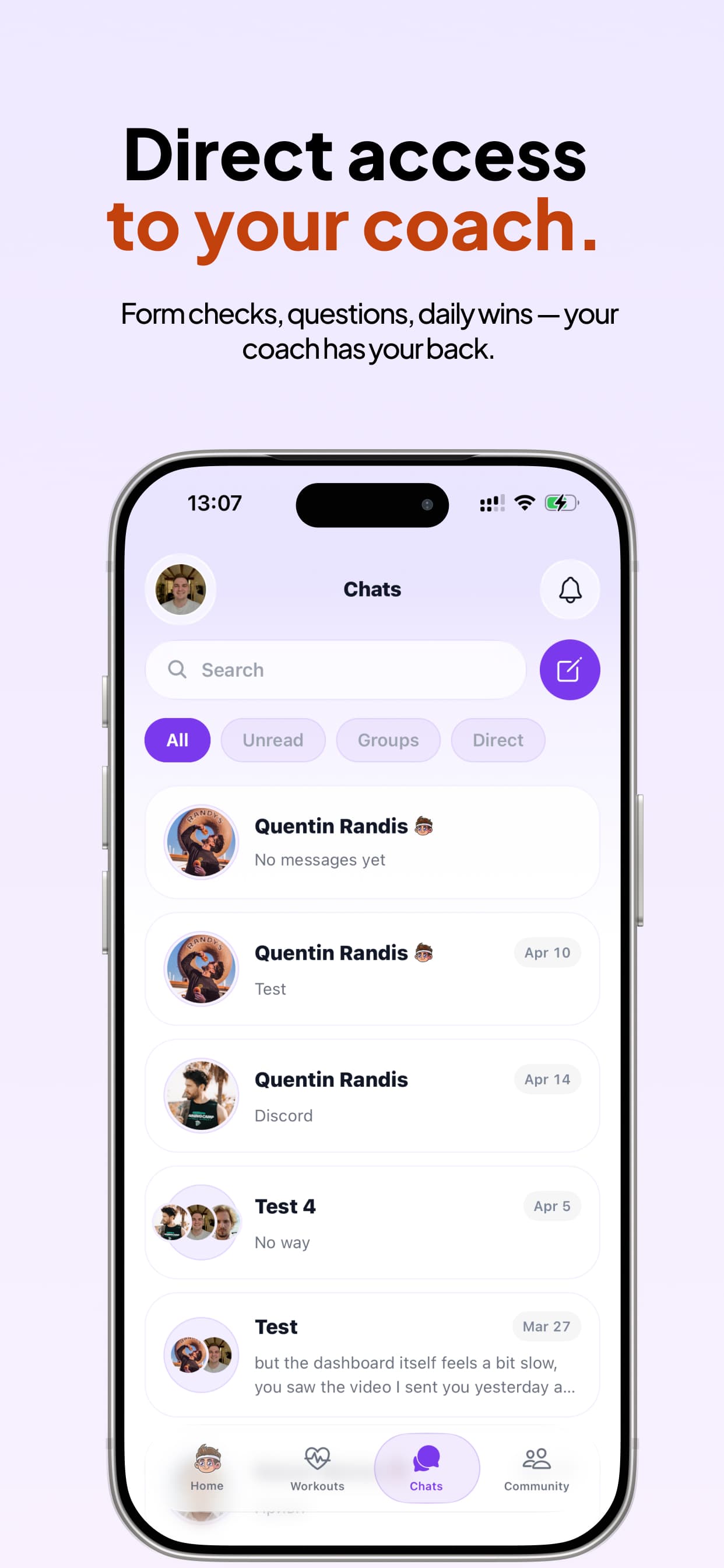 Jimmy Coach — direct chats between a client and their coach